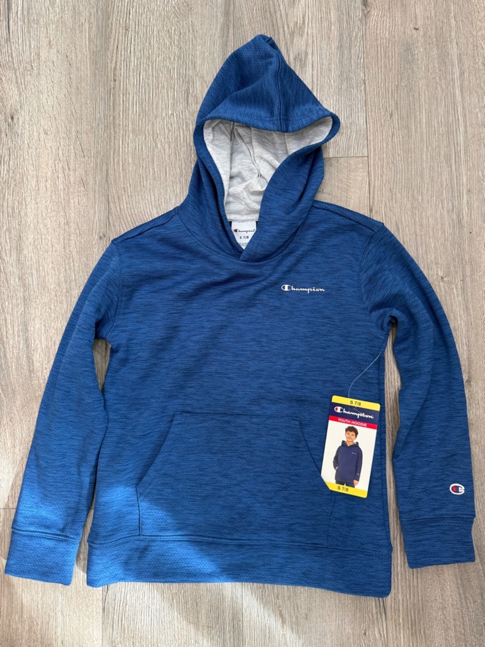 Champion Royal Blue Boys Hooded Sweatshirt with Embroidered Logo